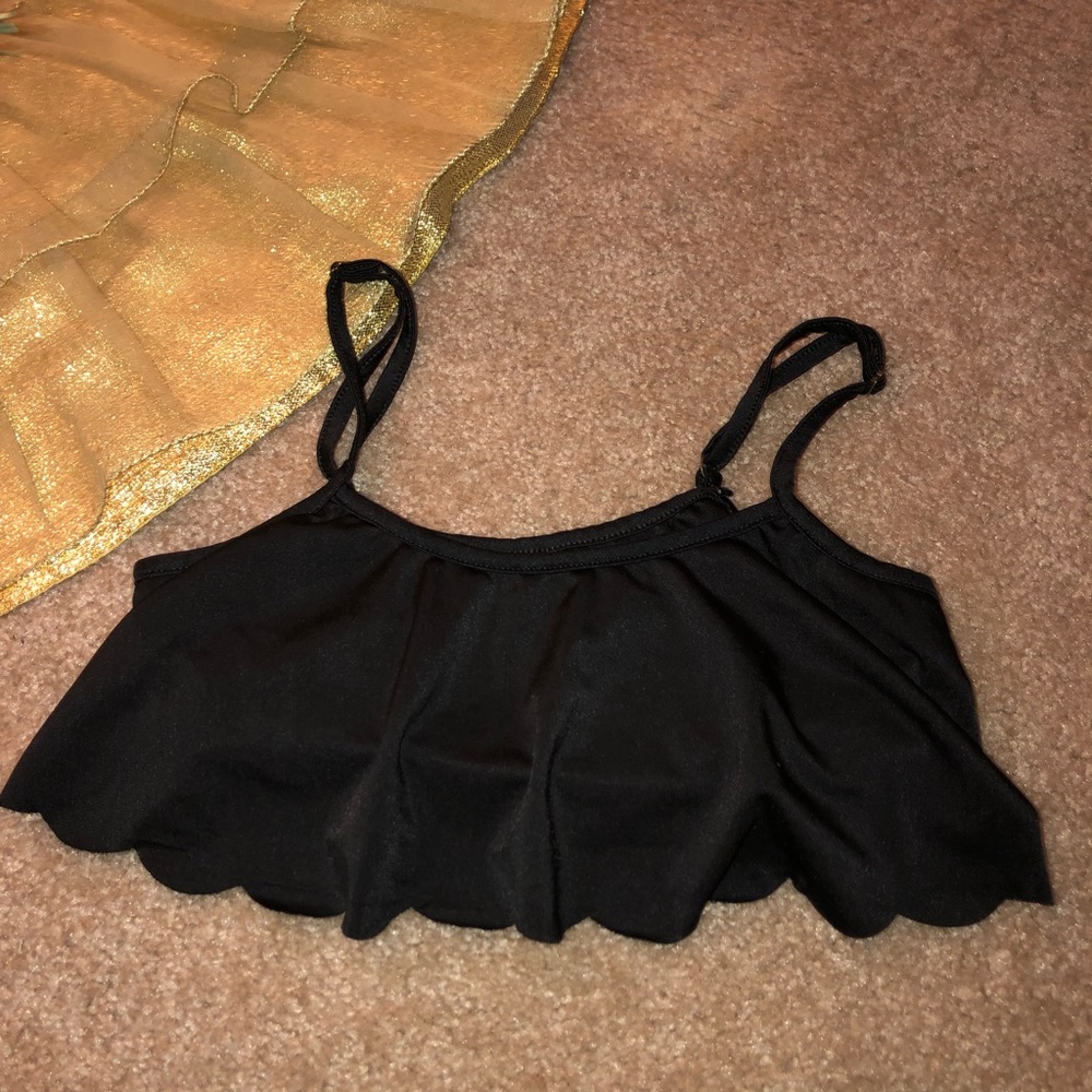 Black Ruffle Bikini Top